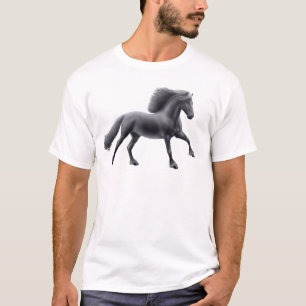 T-shirt completo do galope do cavalo do frisão