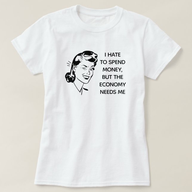 T-Shirt Comprando Engraçado Retro (Frente do Design)