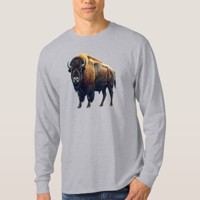 T-Shirt Comprido de Buffalo Americano (Frente)