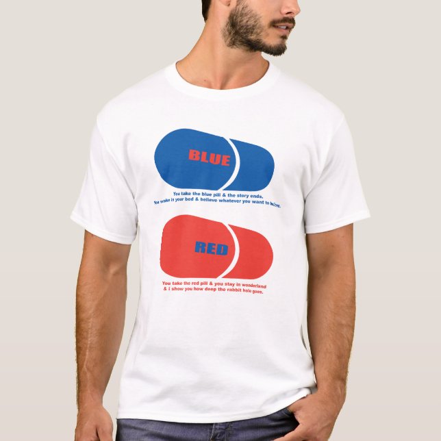 T-SHIRT COMPRIMIDO VERMELHO & AZUL (Frente)