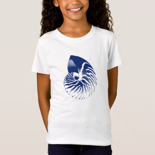 T-shirt Concha de Nautilus - azul marinho e branco (Frente)