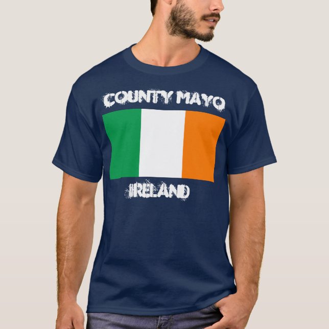 T-shirt Condado Mayo, Ireland com bandeira irlandesa (Frente)