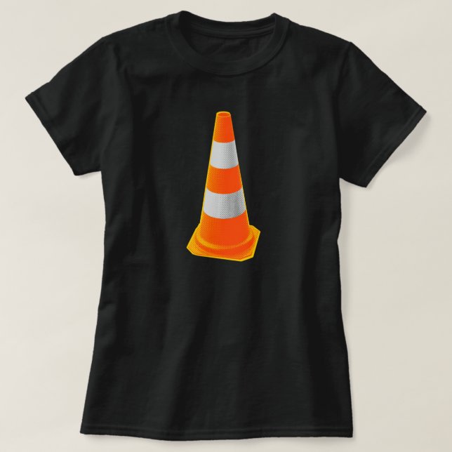 T-shirt Cone do tráfego com listras cinzentas (Frente do Design)