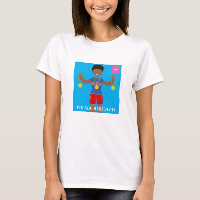T-shirt Conheça seu HERstory: Wilma Rudolph (Frente)