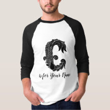 T-shirt conhecido personalizado C da letra do