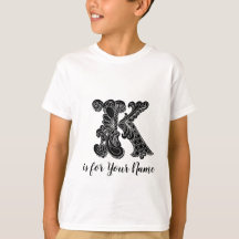 T-shirt conhecido personalizado K da letra do