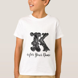 T-shirt conhecido personalizado K da letra do