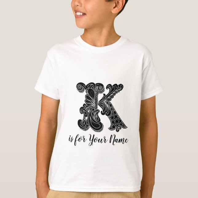 T-shirt conhecido personalizado K da letra do (Frente)
