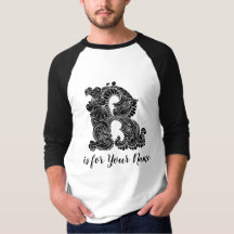 T-shirt conhecido personalizado R da letra do