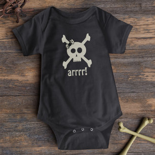 T-shirt Conjunto de Bebê Caveira de Pirata Menina Fofo Hal