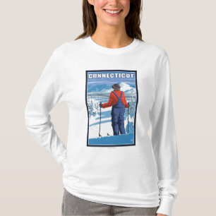 T-shirt ConnecticutSkier que admira a vista