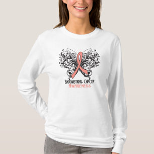 T-shirt Consciência do cancer Endometrial da borboleta