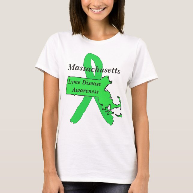 T-shirt Consciência sobre a Doença de Lyme em Massachusett (Frente)