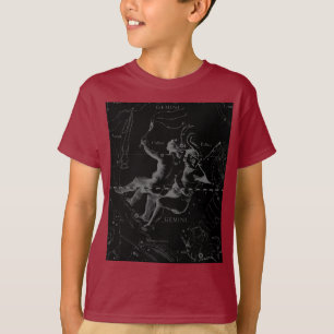 T-shirt Constelação Gemini Hevelius 1690 em Preto