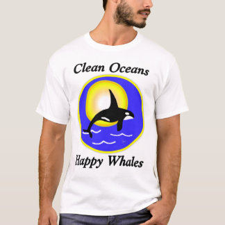 T-shirt Contraste feliz T das baleias do oceano limpo