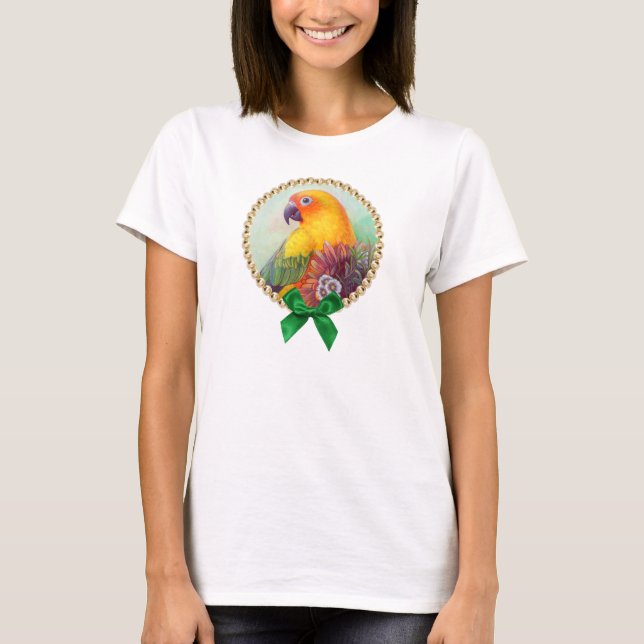 T-shirt Conure e flores de Sun (Frente)