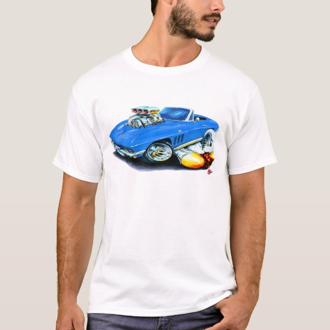 T-shirt Convertible 1965 azul de Corveta (Frente)