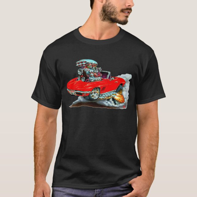 T-shirt Convertible 1966-67 vermelho de Corveta (Frente)