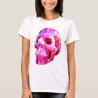T-shirt cor-de-rosa bonito do crânio