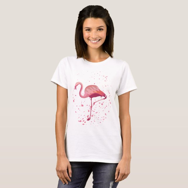 T-shirt cor-de-rosa bonito do flamingo (Frente Completa)