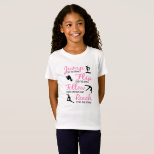 T-shirt cor-de-rosa da ginástica das meninas