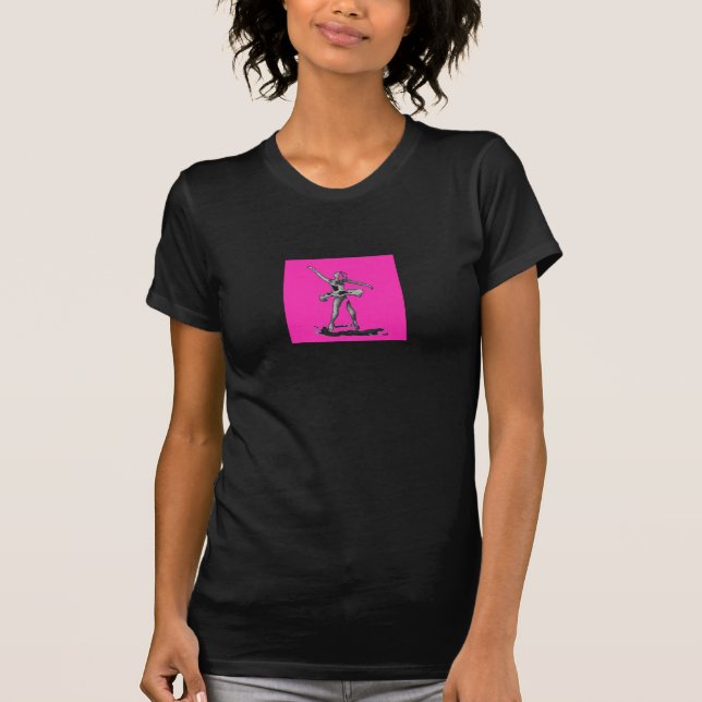 T-shirt cor-de-rosa da parte traseira da bailarina (Frente)