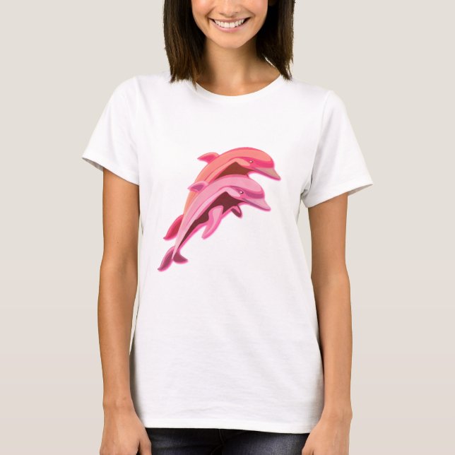T-shirt cor-de-rosa das senhoras do design do (Frente)