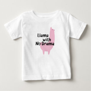 T-shirt cor-de-rosa do bebê do lama