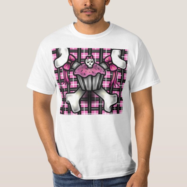 T-shirt cor-de-rosa do bolo do copo (Frente)