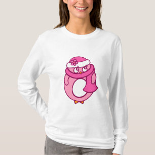 T-shirt cor-de-rosa do pinguim