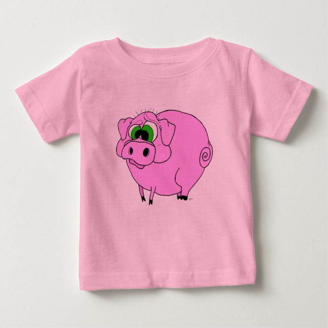 T-shirt cor-de-rosa do porco (Frente)