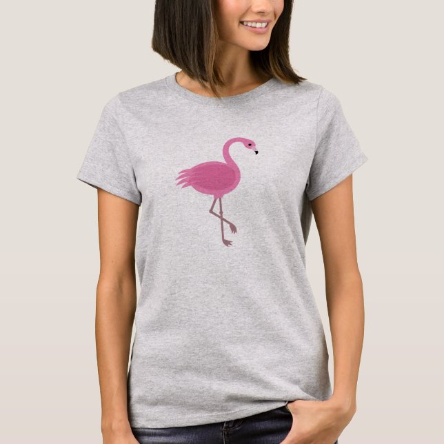 T-shirt cor-de-rosa do T | do flamingo (Frente)