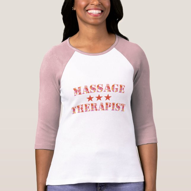 T-shirt cor-de-rosa do terapeuta da massagem de (Frente)