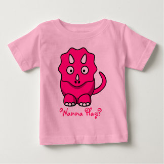 T-shirt cor-de-rosa do Triceratops do bebê