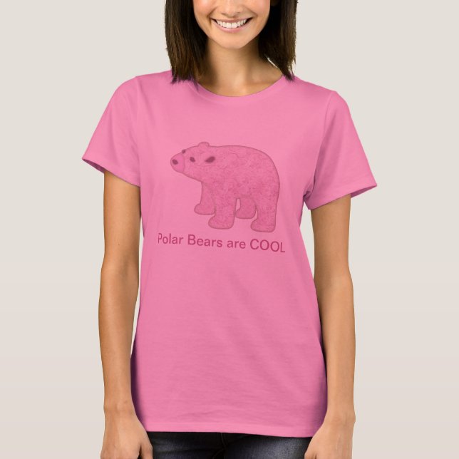 T-shirt cor-de-rosa do urso polar (Frente)
