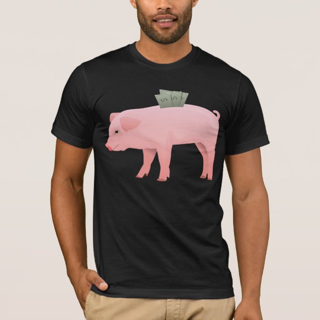 T-shirt cor-de-rosa dos homens do mealheiro (Frente)