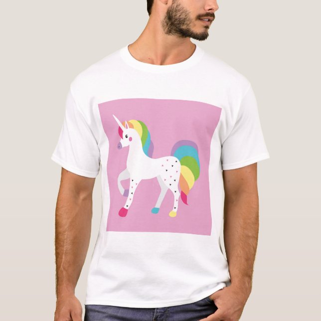 T-shirt cor-de-rosa dos unicórnios impressionante (Frente)