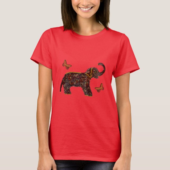 T-shirt cor-de-rosa exótico do elefante (Frente)