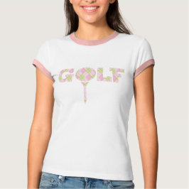 T-shirt cor-de-rosa modelado argyle do T de golfe