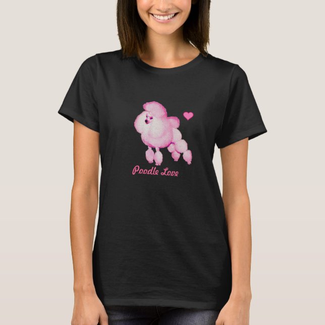 T-shirt cor-de-rosa retro do amor da caniche (Frente)