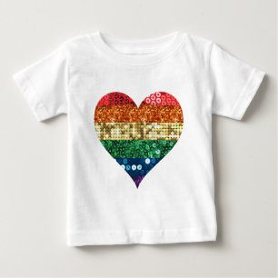 T-shirt coração arco-íris lgbt