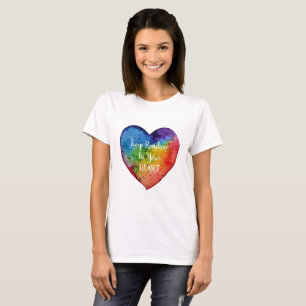 T-shirt Coração bonito do arco-íris da aguarela