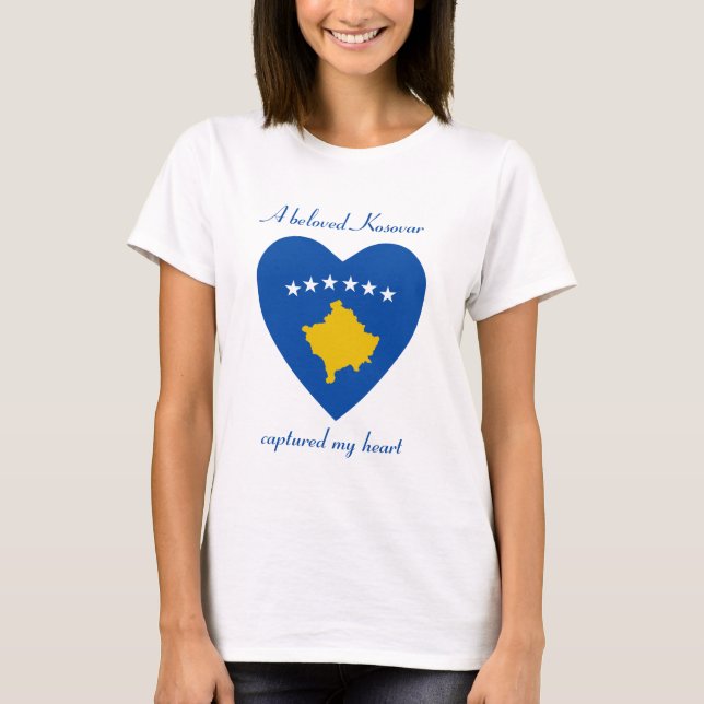 T-Shirt Coração com a Bandeira do Kosovo (Frente)