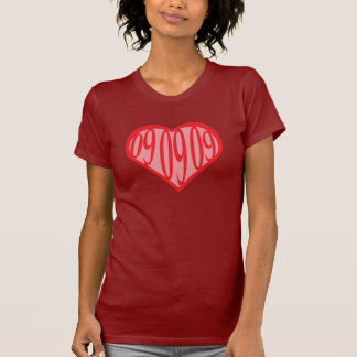 T-shirt Coração com números afortunados 09 09 09