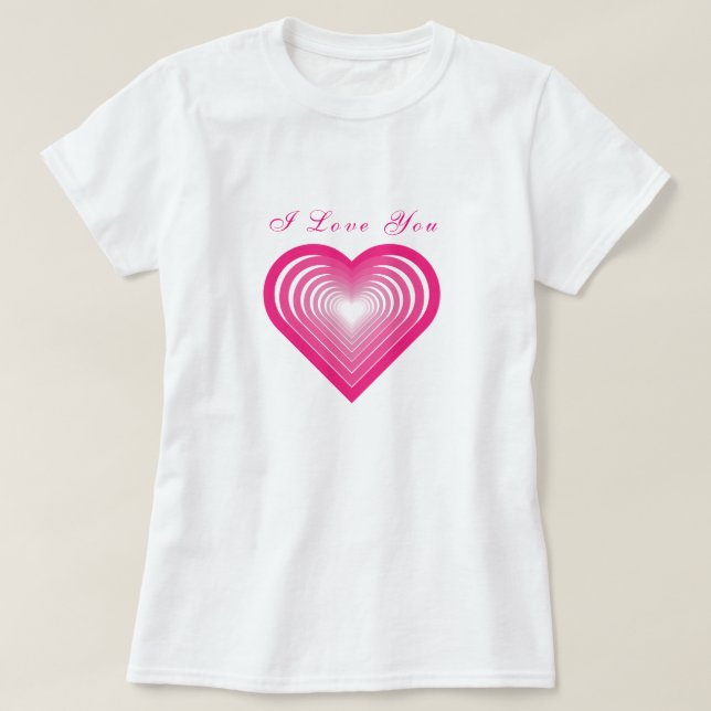 T-Shirt Coração com Texto - Eu Te Amo (Frente do Design)