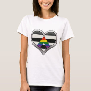T-shirt Coração Cromo Grande em Cores de Sinalizador LGBT