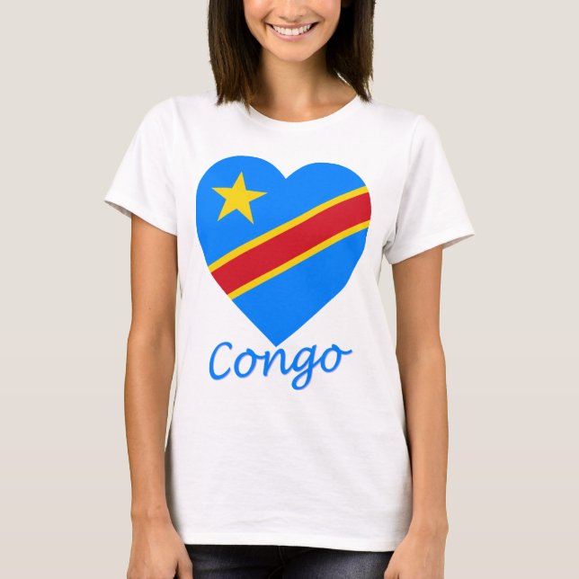 T-shirt Coração da bandeira da república Democrática de (Frente)
