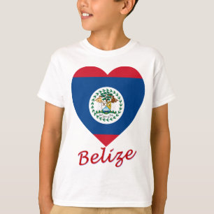 T-shirt Coração da bandeira de Belize