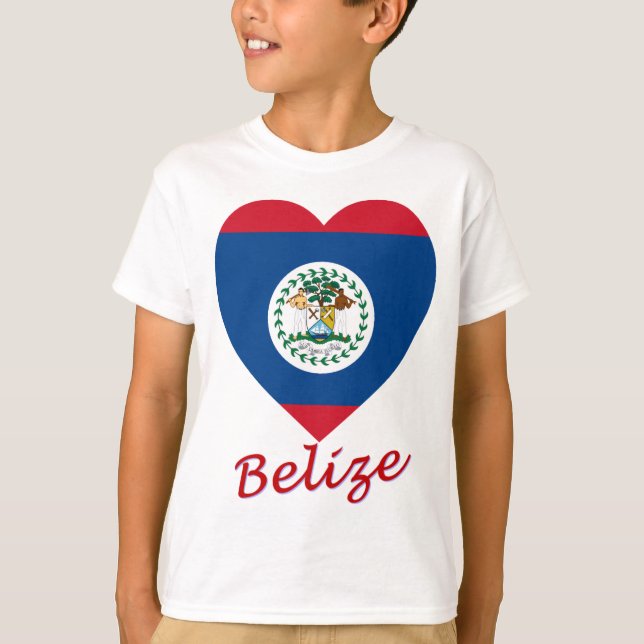 T-shirt Coração da bandeira de Belize (Frente)
