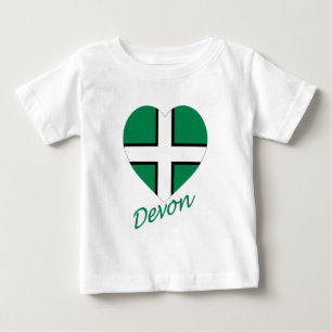T-shirt Coração da bandeira de Devon com nome